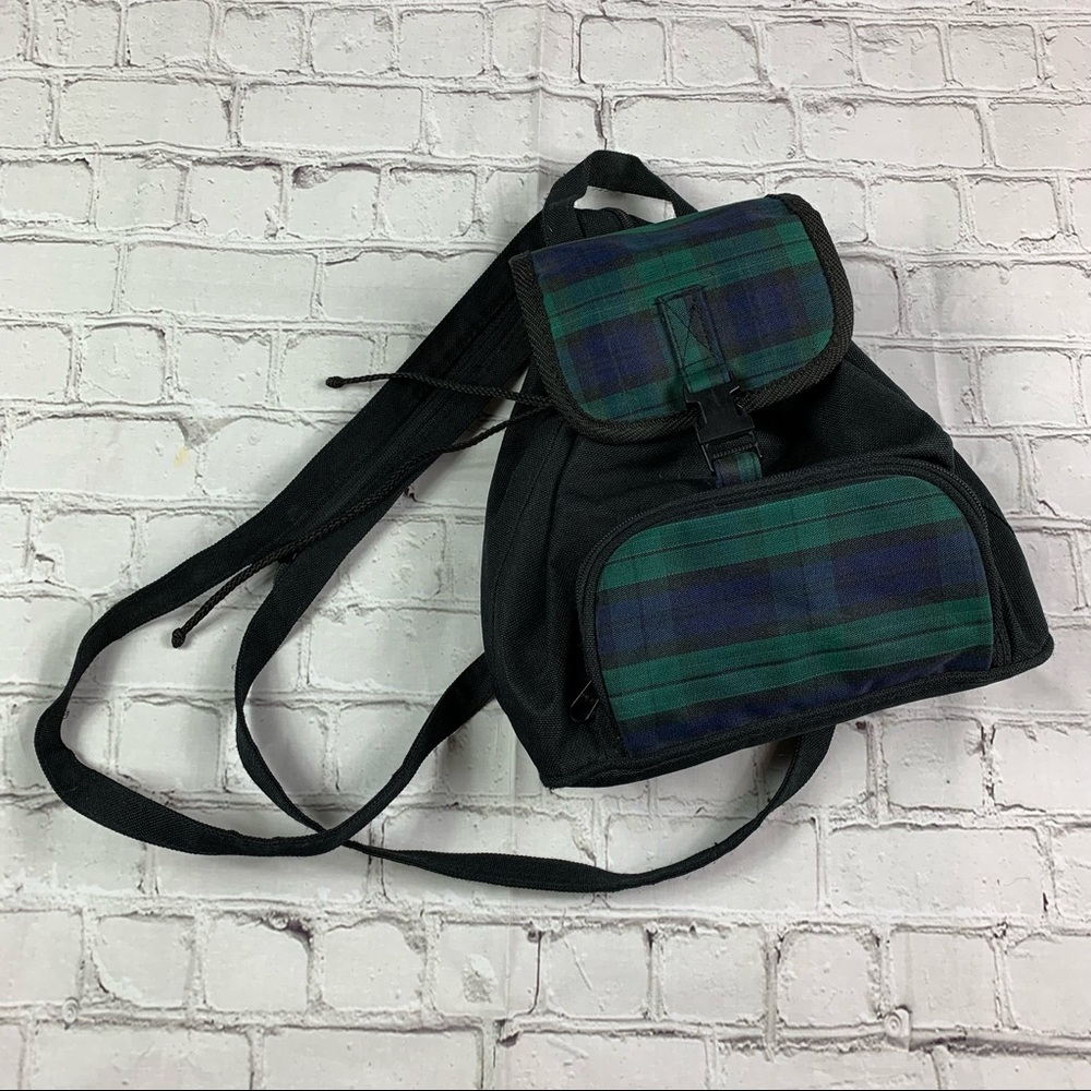 Mini plaid backpack with multiple pockets